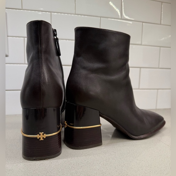 Tory Burch Chocolate Brown Heeled Boots - Picture 1 of 7